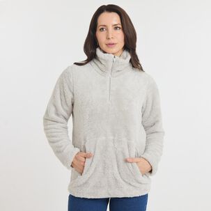 Polerón Regular Fleece Cuello Alto Medio Cierre Mujer Geeps