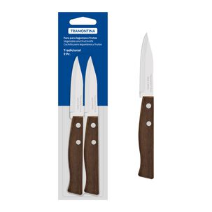 Juego De Cuchillos 3 Pulgadas Tramontina En Madera 2 Piezas