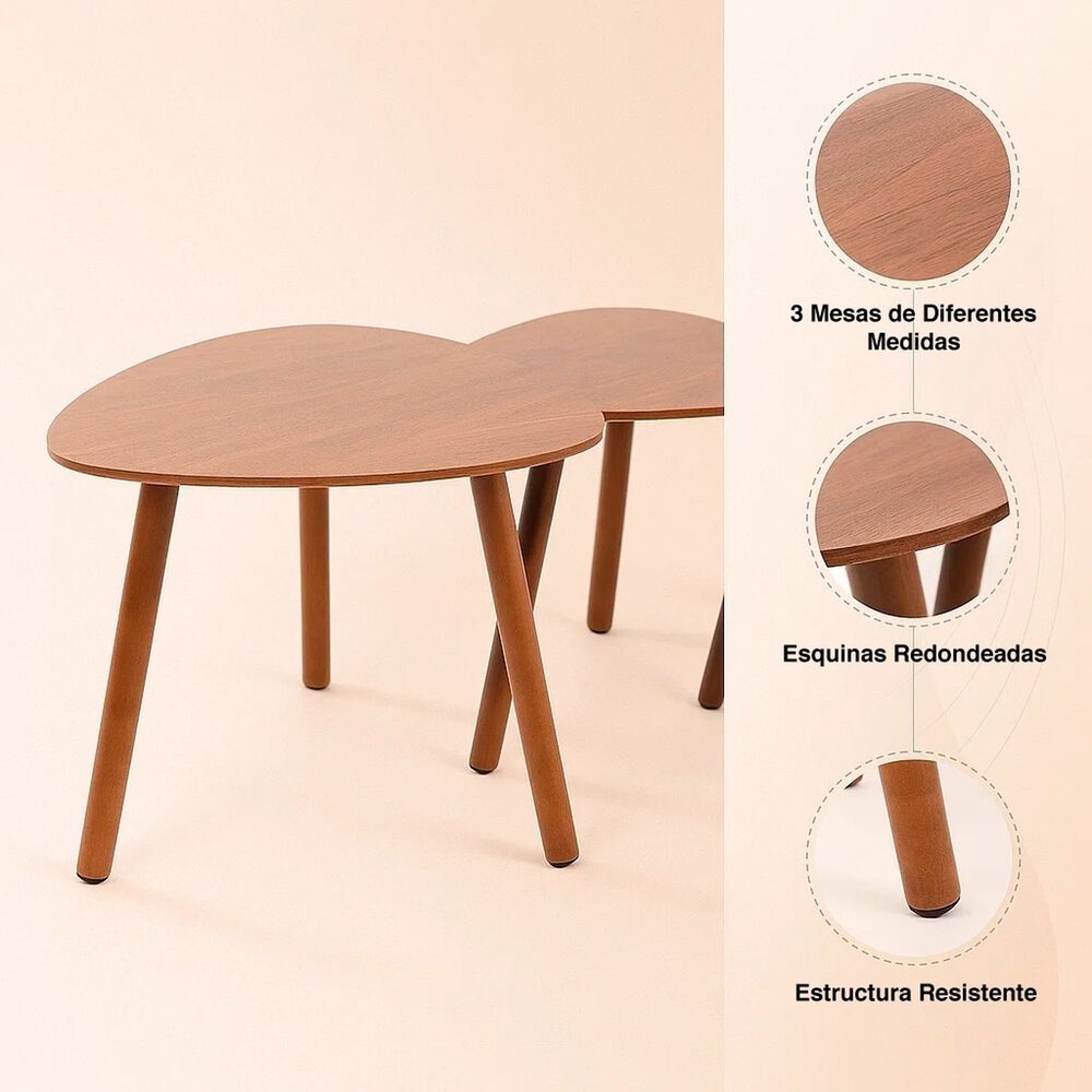 Pack De 3 Mesas De Centro O Laterales Madera image number 4.0