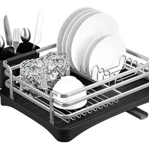 Secaplatos Escurridor De Platos De Aluminio Con Bandeja Negra
