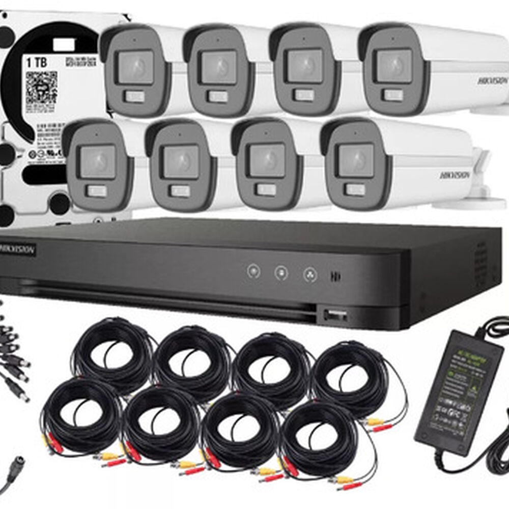 Kit Cctv 8 C&aacute;maras Seguridad Colorvu Full Color Audio+ Disco Duro 1 Terabyte Instalado En Dvr Hd 1080p image number 0.0