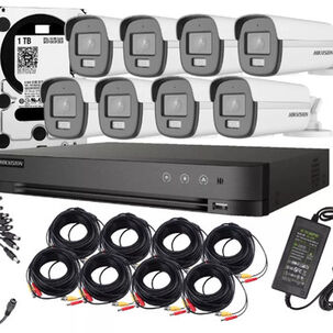 Kit Cctv 8 C&aacute;maras Seguridad Colorvu Full Color Audio+ Disco Duro 1 Terabyte Instalado En Dvr Hd 1080p