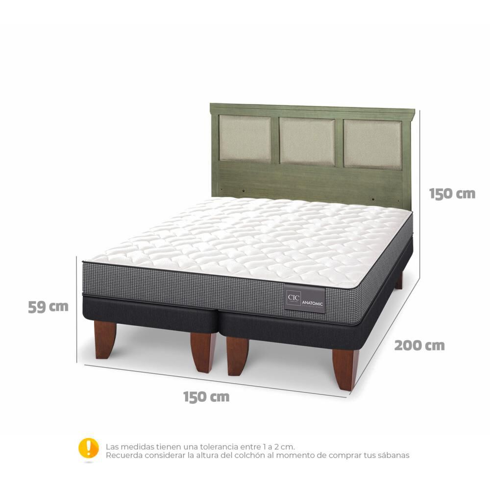 Cama Europea Cic Anatomic / 2 Plazas / Base Dividida + Respaldo image number 4.0