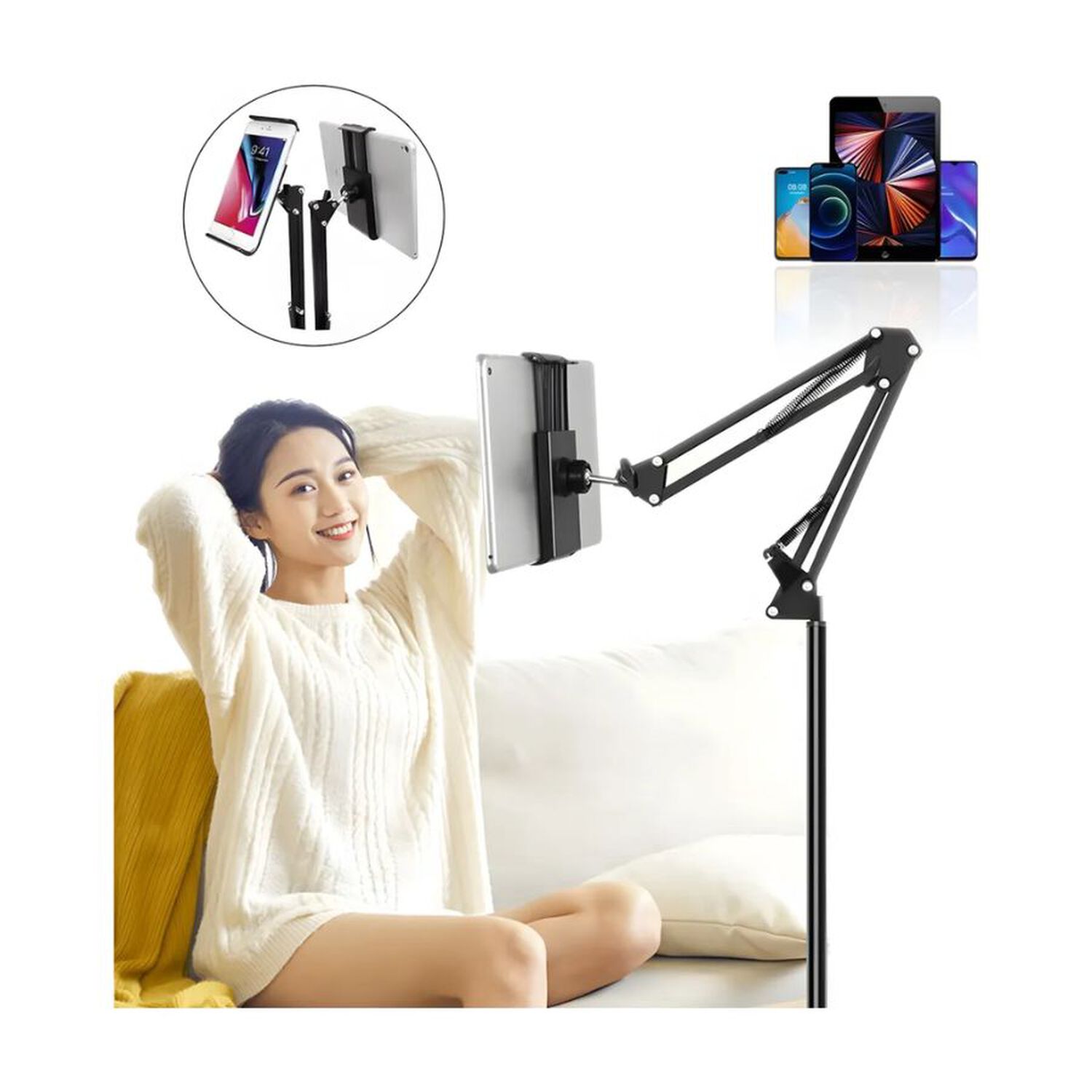 Soporte Suelo Ajustable Para Ipad Tel&eacute;fono 360 image number 4.0