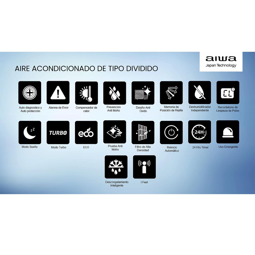 Aire Acondicionado Aiwa Split Inverter 24000btu Aw-24invg image number 5.0