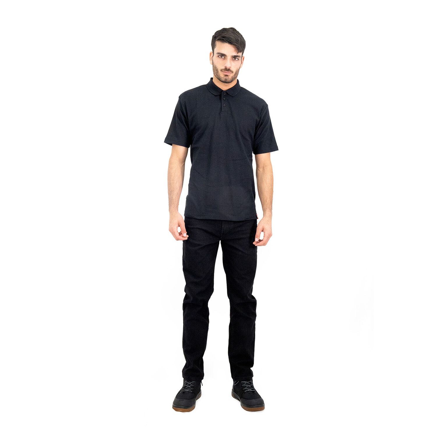 Polera Pique Quebec Manga Corta Negro Hombre image number 6.0