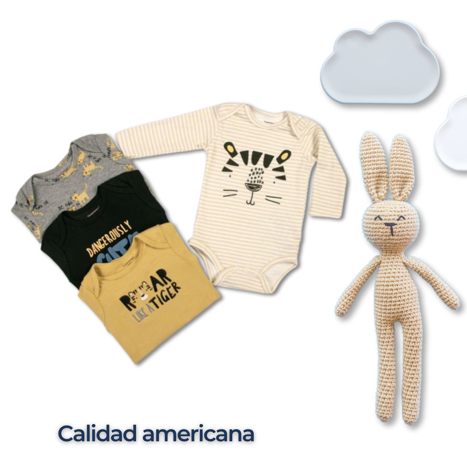 Pack 4 Bodys Ni&ntilde;o Manga Larga Tedmimak 100% Algod&oacute;n Cute Tigers image number 5.0