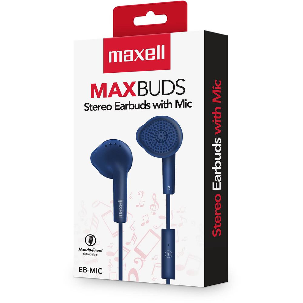 Aud&iacute;fonos Eb-mic Est&eacute;reo De Bot&oacute;n Con Mic Azul - Maxell image number 2.0