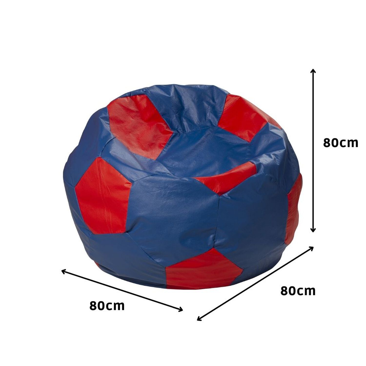 Pouf Pera Azul Rojo Eco Cuero 80x80x80 Cm image number 2.0