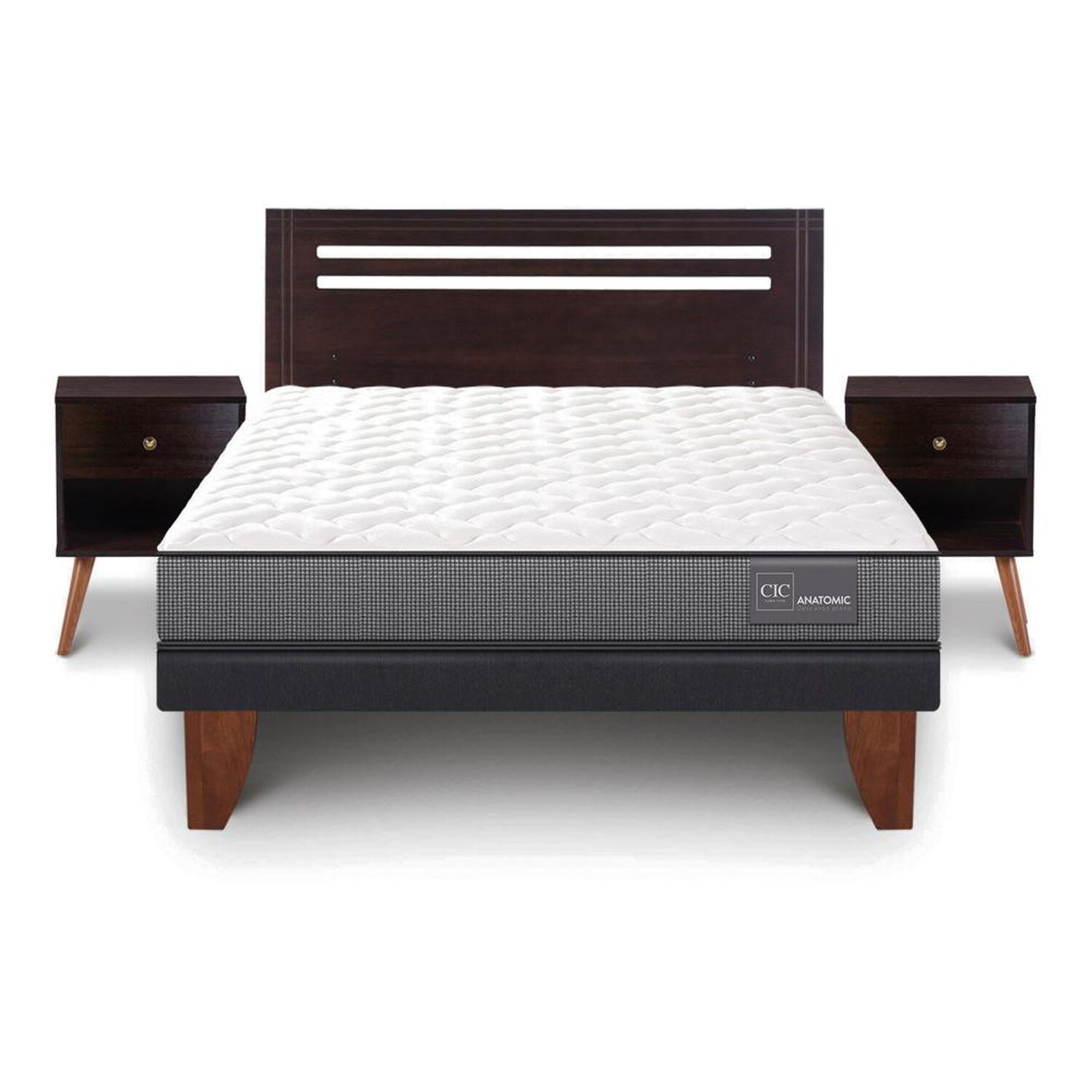 Cama Europea Cic Anatomic / 2 Plazas / Base Normal + Set De Maderas image number 0.0