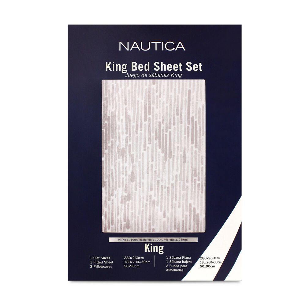 Juego De S&aacute;banas Nautica 4 Piezas Microfibra King Tonos Beige image number 3.0