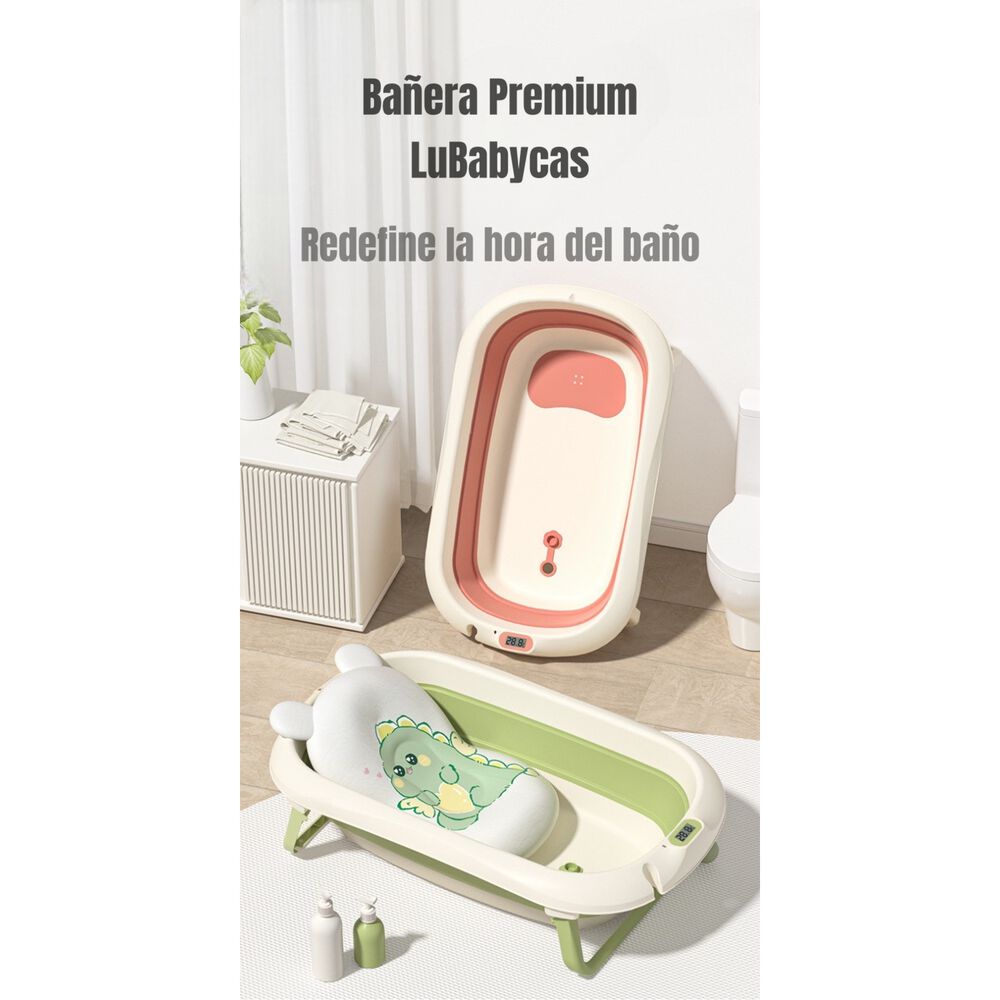 Ba&ntilde;era Con Term&oacute;metro Coj&iacute;n Premium Verde Lubabycas image number 9.0