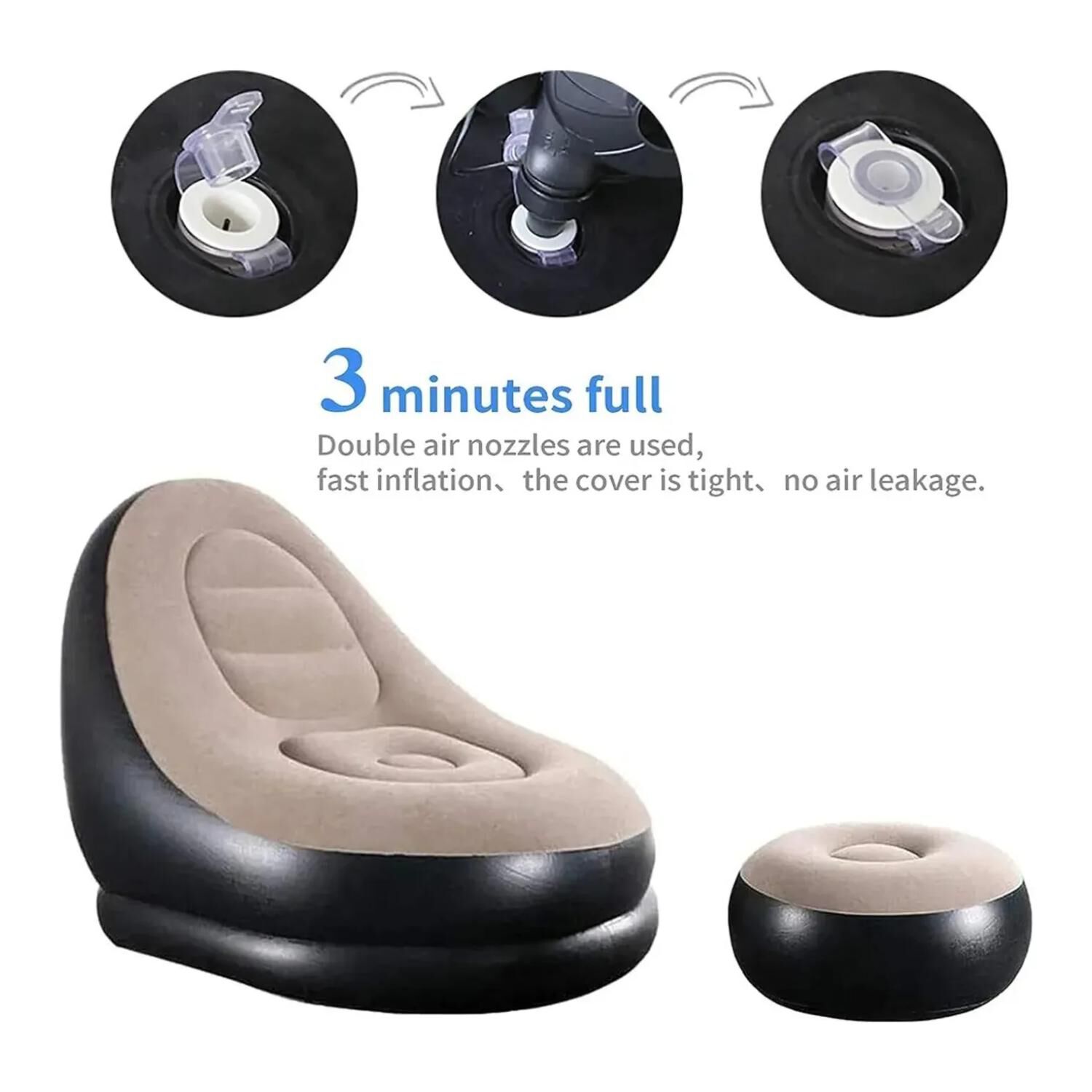 Tumbona Inflable Sofa Inflable Con Reposa Pies Portatil Gris image number 3.0