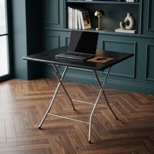 Mesa Plegable Port&aacute;til Cuadrada 60x60 Multiuso Negro