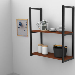 Repisa Diseño Industrial 2 Tablas 60x20cm Cafe Brasforma