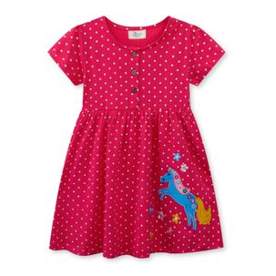 Vestido Manga Corta Niña Estampado Unicornio 2 A 7 Años