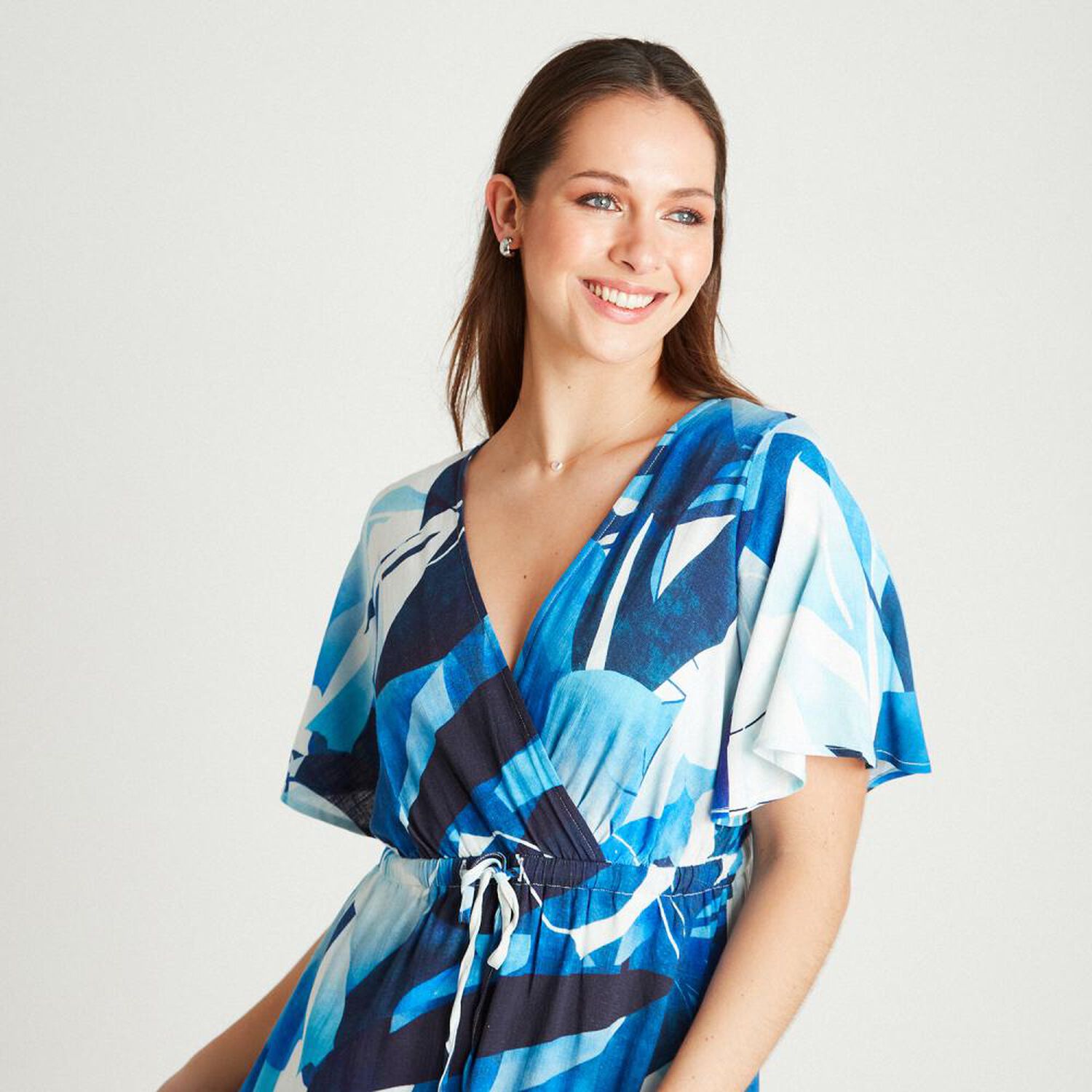 Vestido Regular Manga Corta Cuello Escotado Mujer Lorenzo Di Pontti image number 3.0