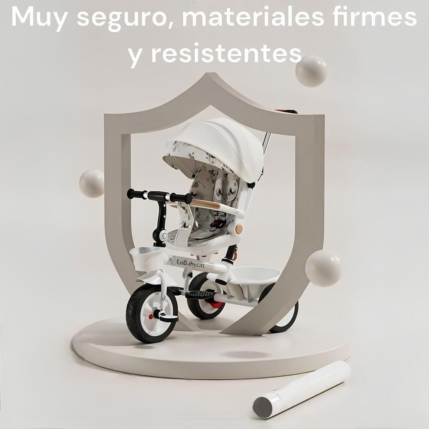 Triciclo Lubabycas 360&deg; Multiposiciones Con Mesita Blanco image number 1.0