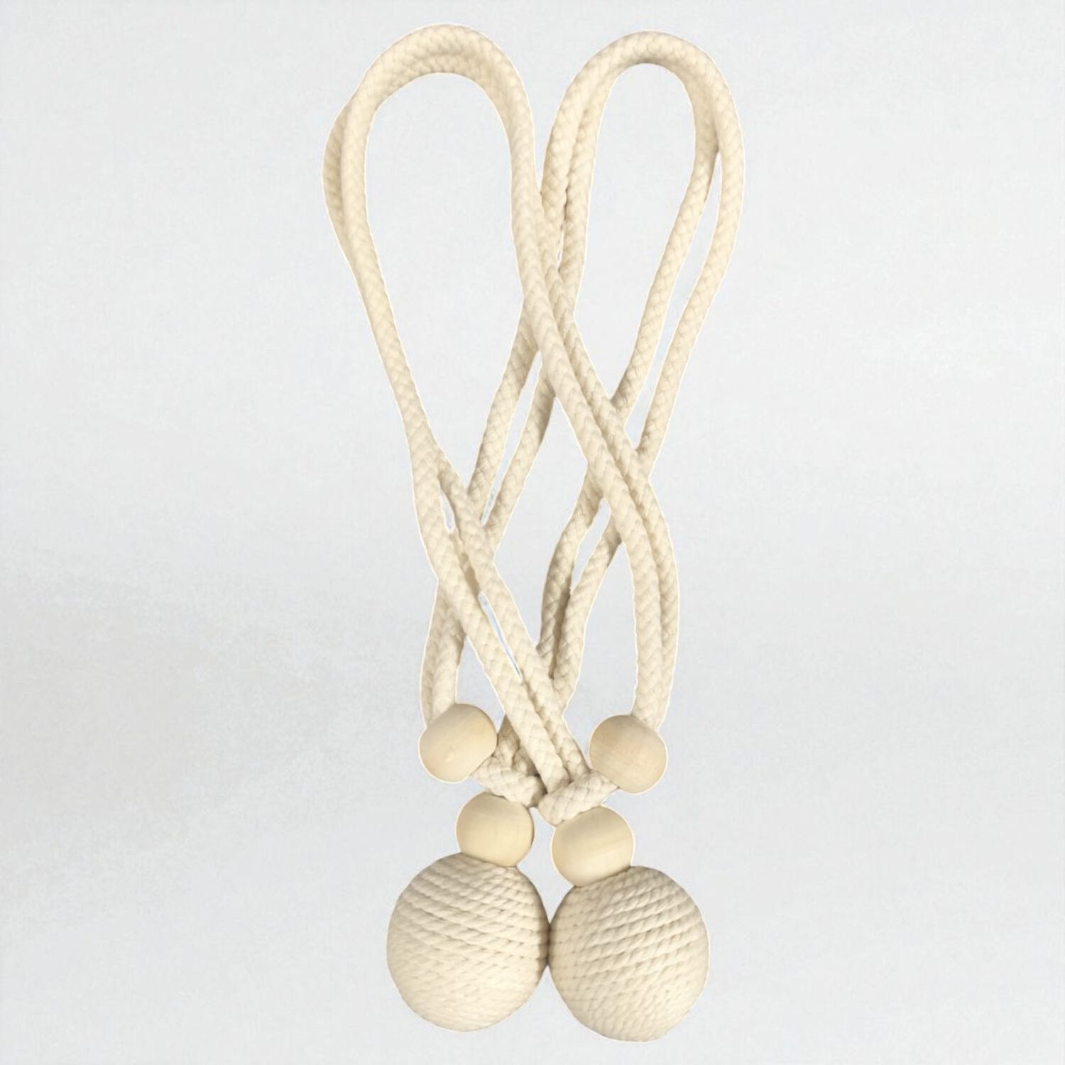 Pack De 02 Sujetadores Para Cortinas - Bola Tejida Beige image number 0.0