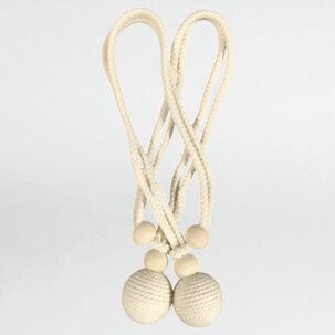 Pack De 02 Sujetadores Para Cortinas - Bola Tejida Beige