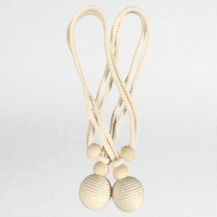 Pack De 02 Sujetadores Para Cortinas - Bola Tejida Beige