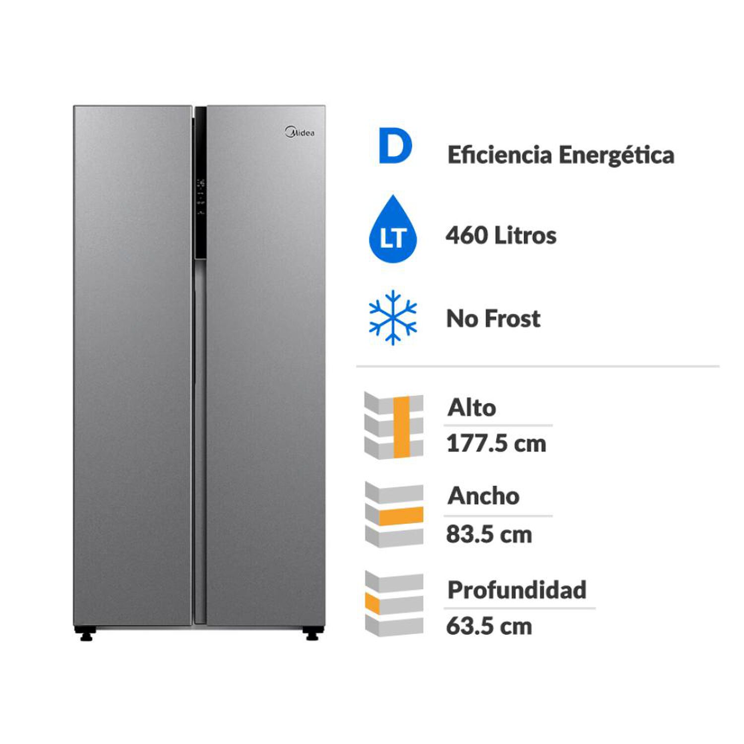Refrigerador Side By Side Midea MDRS619FGE50 / No Frost / 460 Litros / D image number 1.0