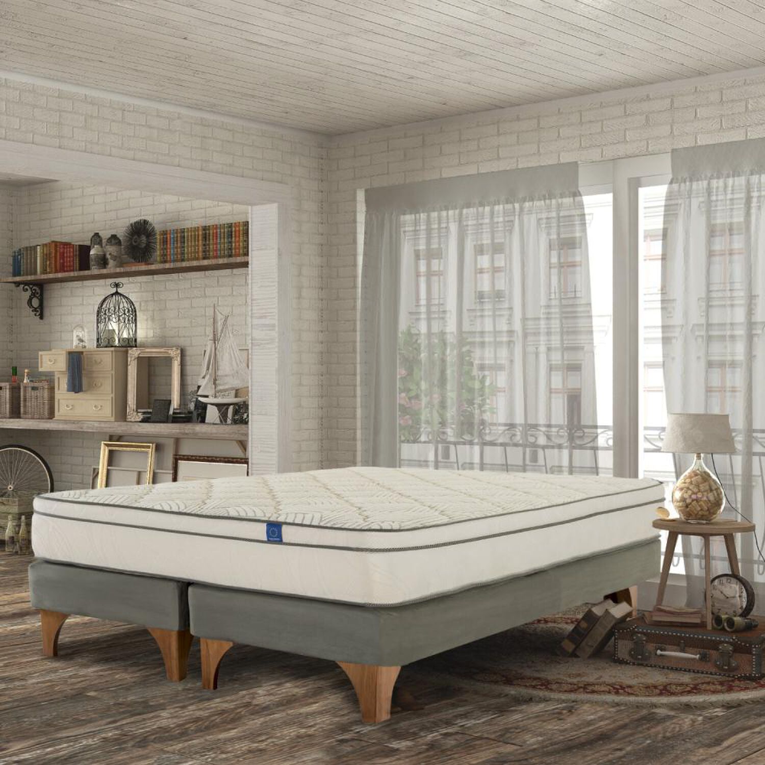 Cama Europea Flex Valencia / King / Base Dividida + Respaldo image number 4.0
