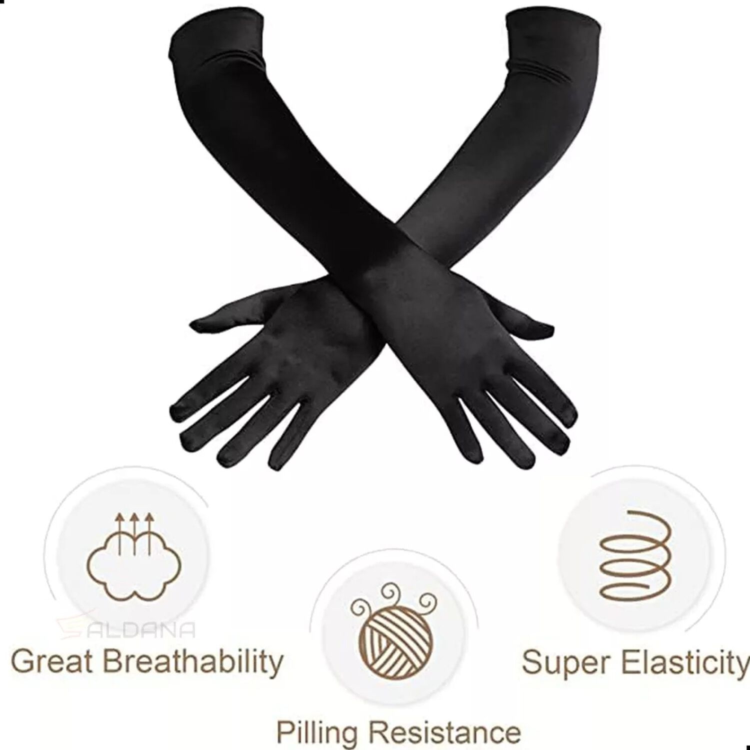 Guantes Largos Elegantes Dama Elegante De Satin image number 1.0