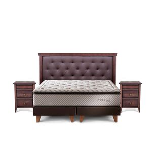 Cama Europea Rosen Nest / 2 Plazas / Base Dividida + Set De Maderas Brera