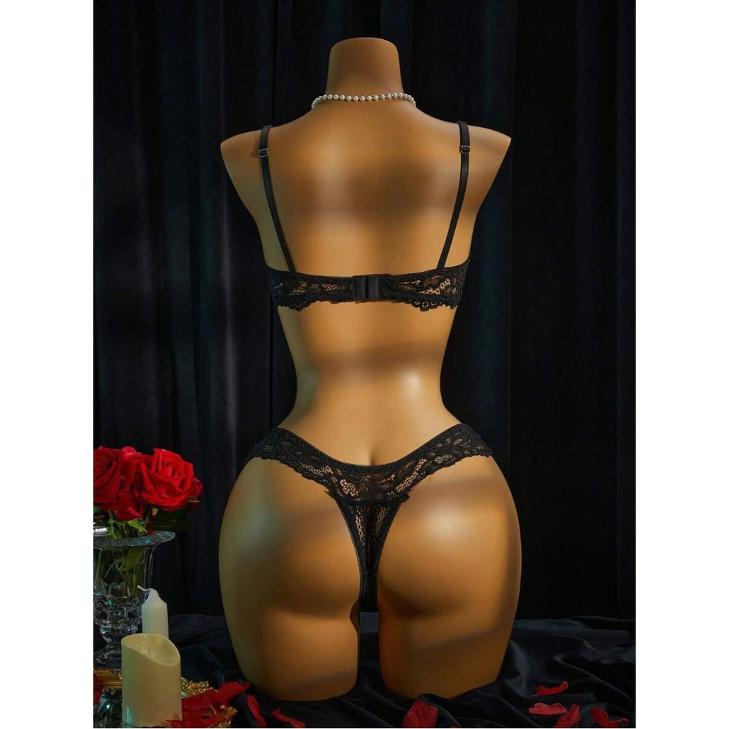 Lencer&iacute;a Ropa Interior Sexy Con Encaje De Contraste Aros 2pz image number 11.0