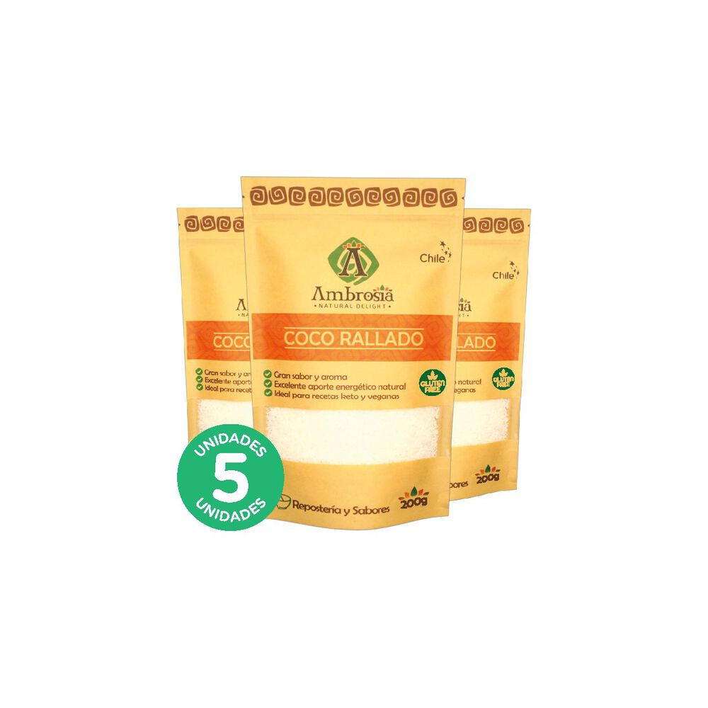 Pack 5, Coco Rallado Libre De Gluten Y Vegana 200gr image number 0.0