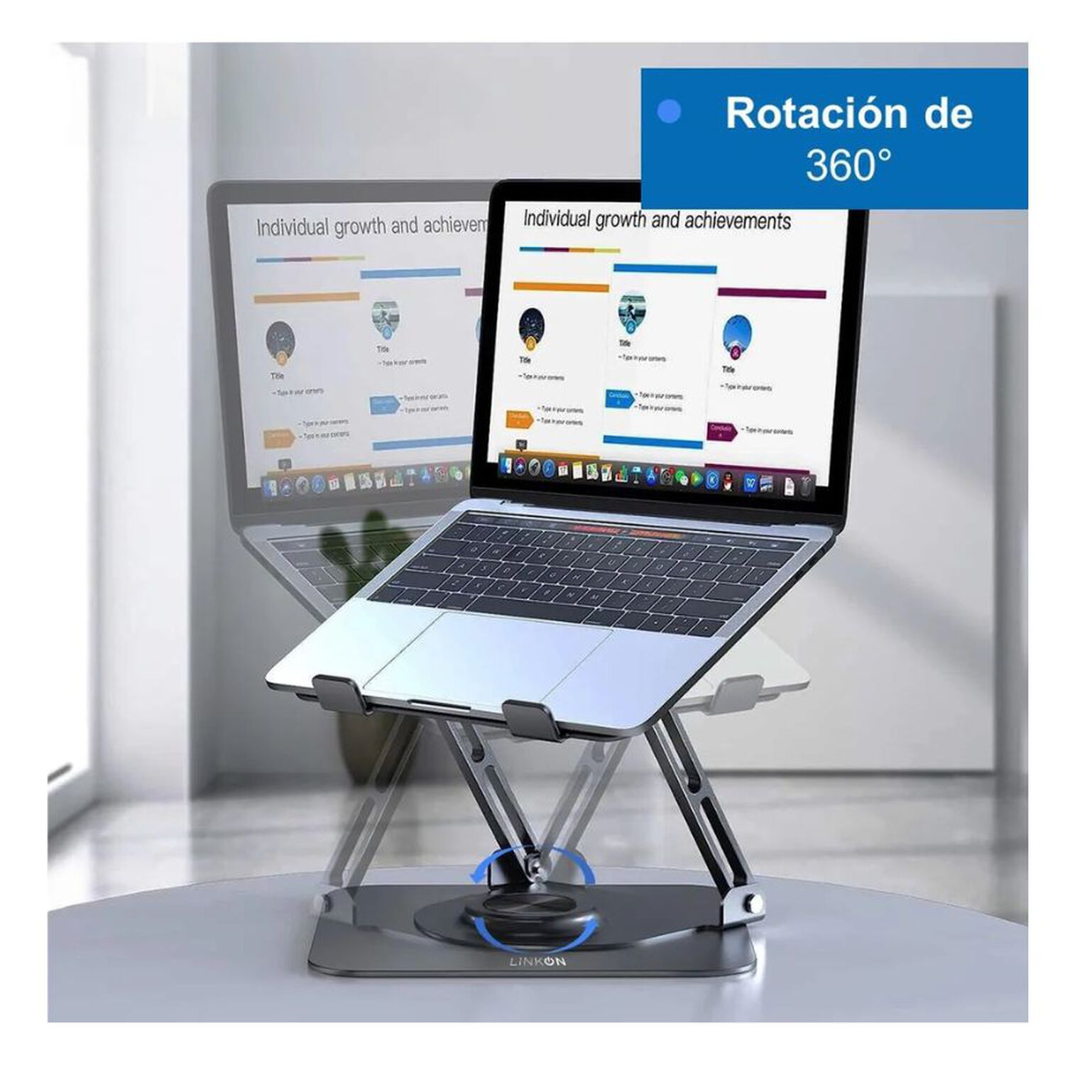 Soporte Base Aluminio Para Notebook Giro 360 image number 2.0
