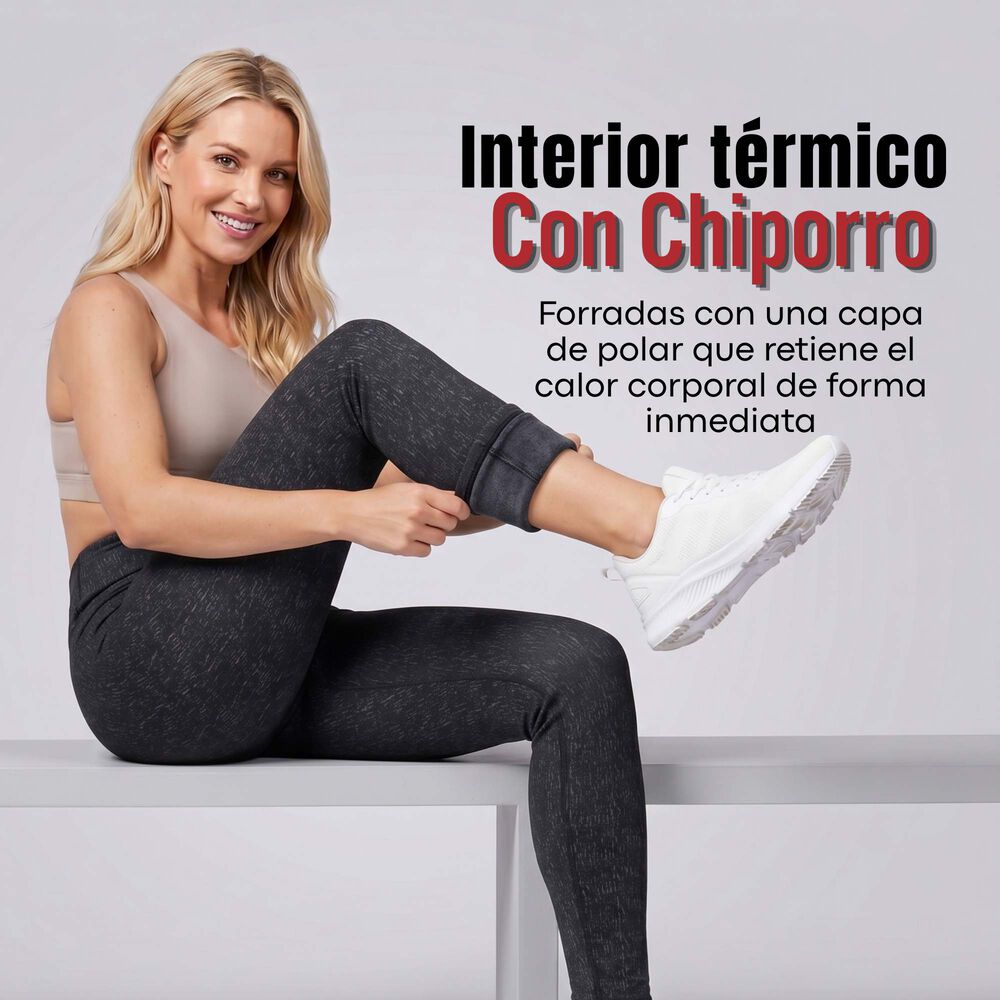 Calza Polar Con Chiporro T&eacute;rmica Mujer El&aacute;sticada Negro Jeans image number 5.0