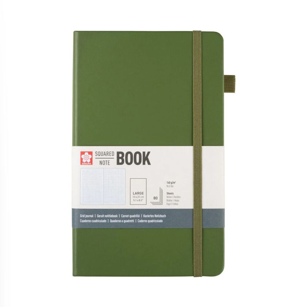 Libreta Hoja Crema Con Cuadrados 13x21cm(verde Pino), Sakura image number 0.0