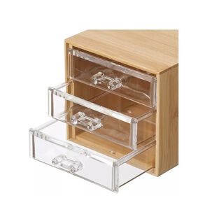 Mini Organizador Bambú 3 Cajones Acrilico Manija Resistente