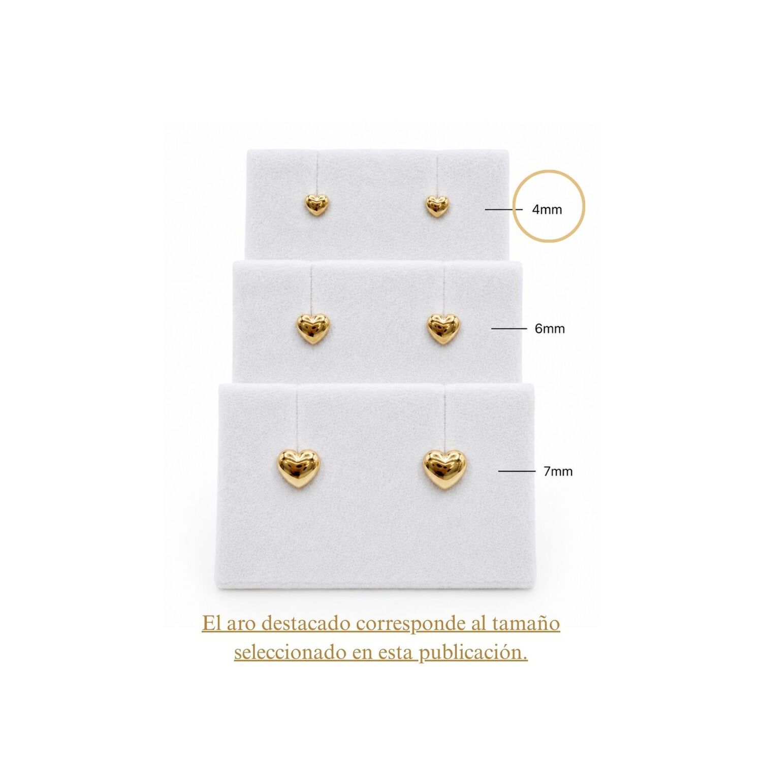 Aros Coraz&oacute;n Oro 18k 4 Mm N1 Atornillados 0.50gr Ni&ntilde;a Dorado image number 6.0