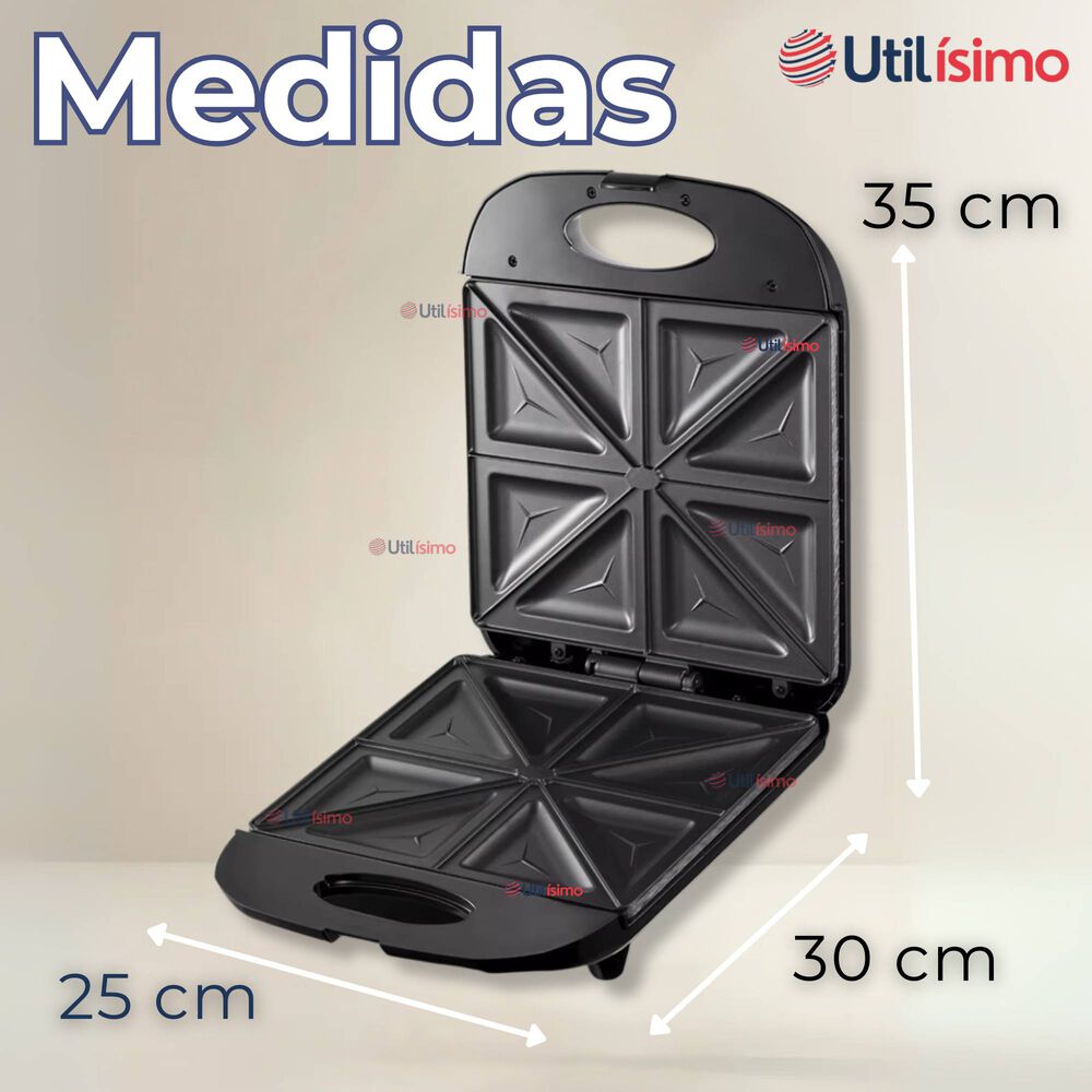 Sandwichera Eléctrica Antiadherente Tostadora 4 Sandwich 1000w De Potencia image number 2.0