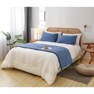 Set De Piecera De Lino Con 2 Fundas De Almohada