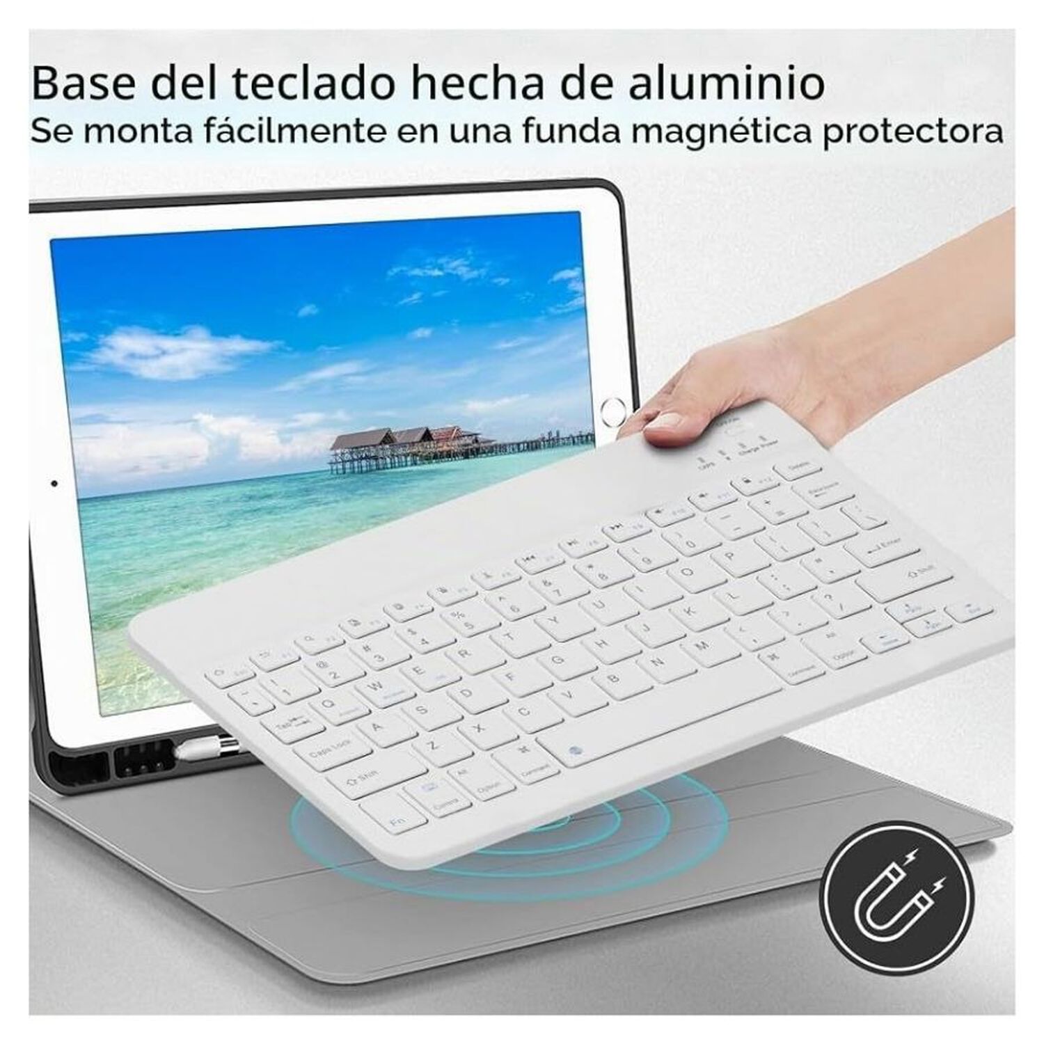 Kit Teclado Y Mouse Inal&aacute;mbrico Bluetooth Recargable Combo Blanco image number 2.0