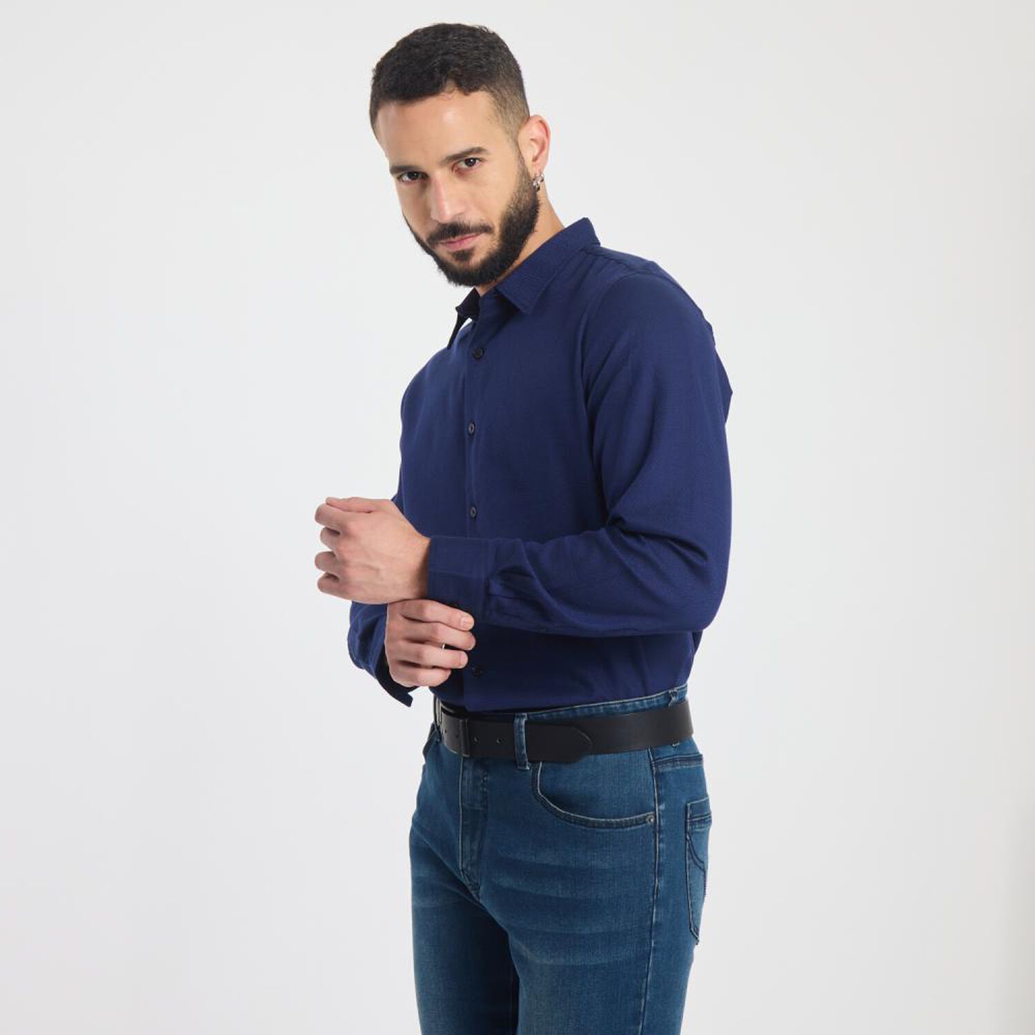 Camisa Slim Manga Larga Hombre Az Black image number 2.0
