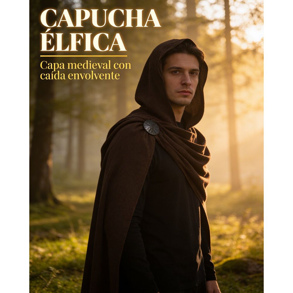 Disfraz Capa Con Capucha Medieval Con Broche Para Cosplay Halloween Y Teatro Unisex image number 34.0