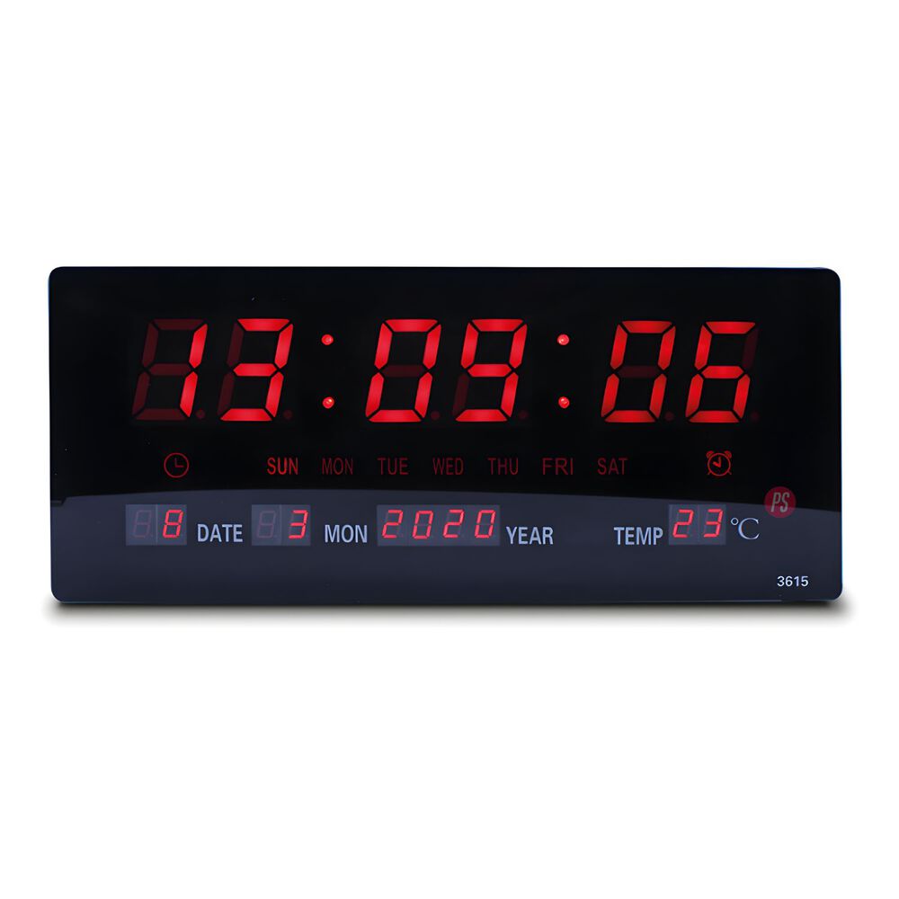 Reloj Mural Digital Con Calendario Y Temperatura 12-24h - Ps image number 1.0