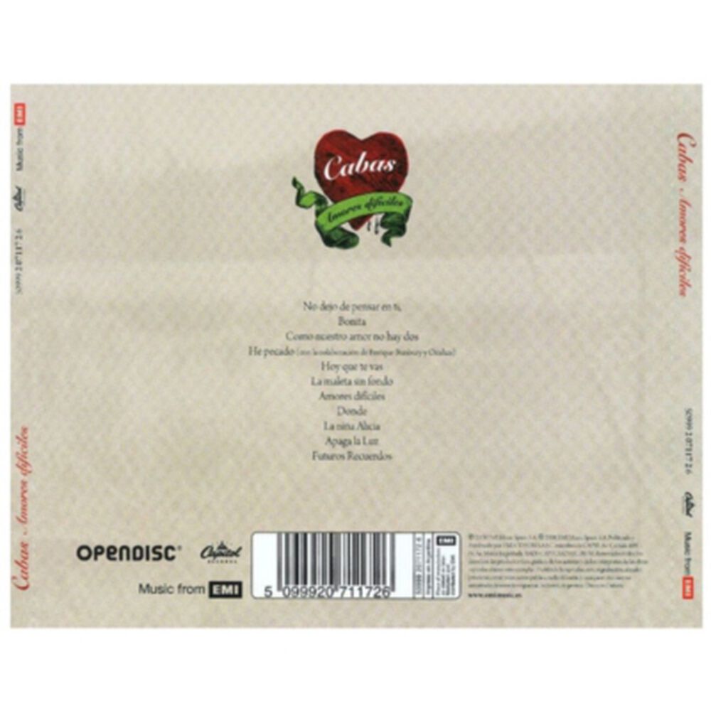 Cabas - Amores Dificiles | Cd image number 1.0