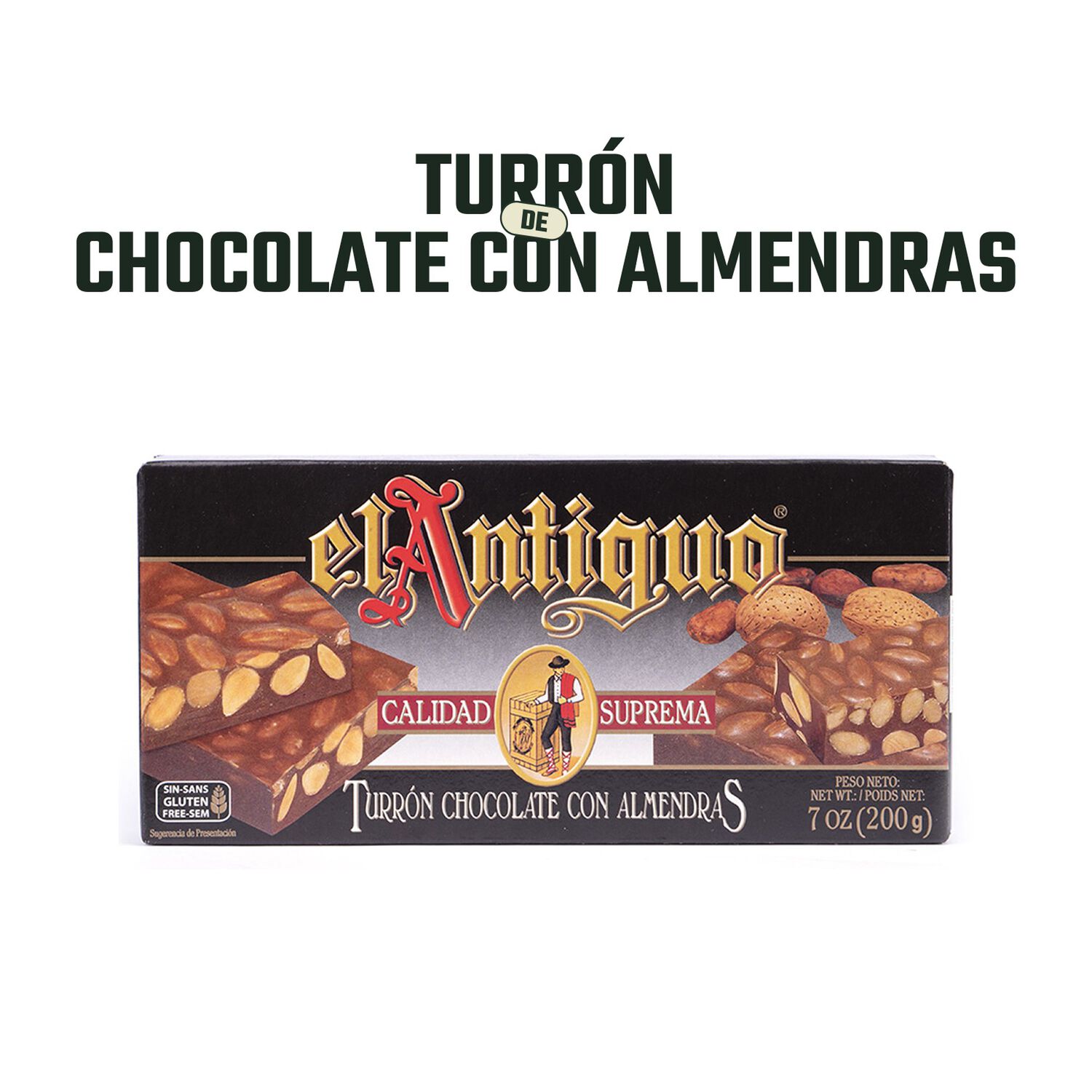 Turr&oacute;n Chocolate Con Almendras Tostada El Antiguo 1 X 200 Gr image number 2.0