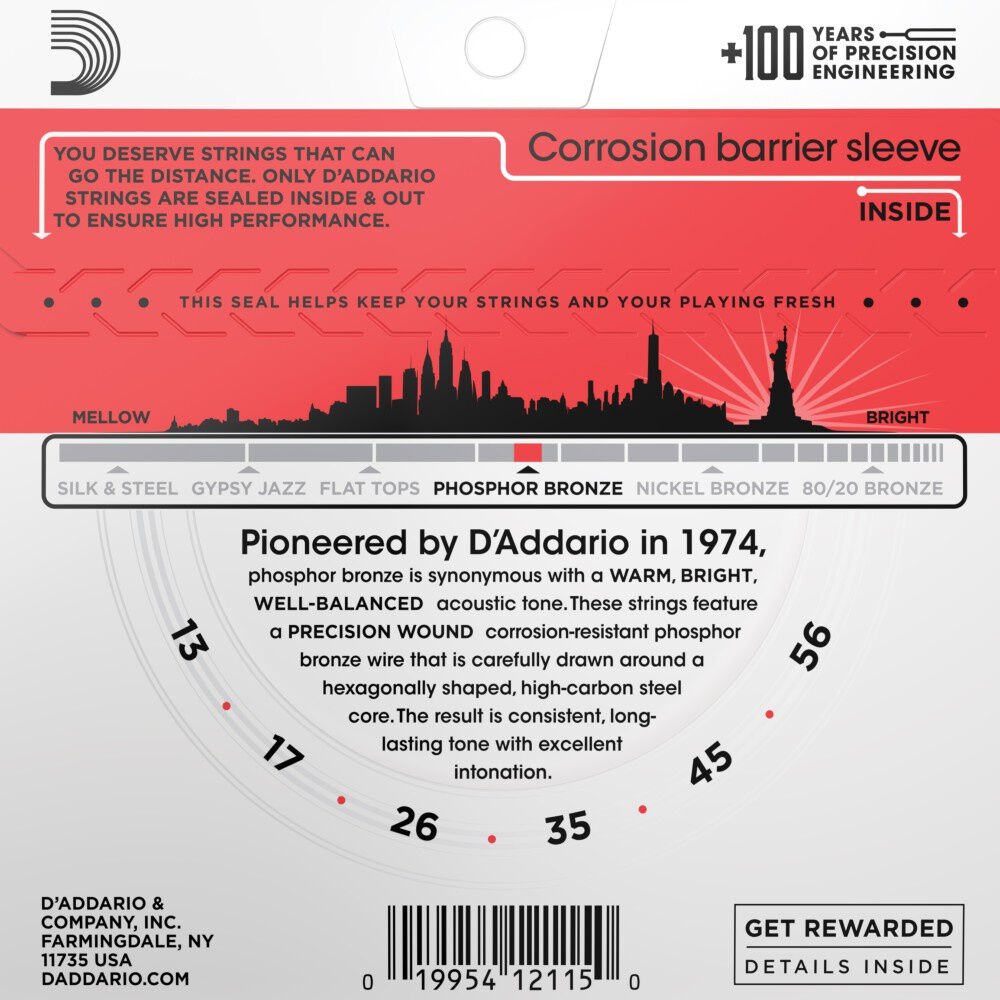 Set Guitarra Ac&uacute;stica F&oacute;sforo Bronze 13-56 Ej17 Daddario image number 2.0