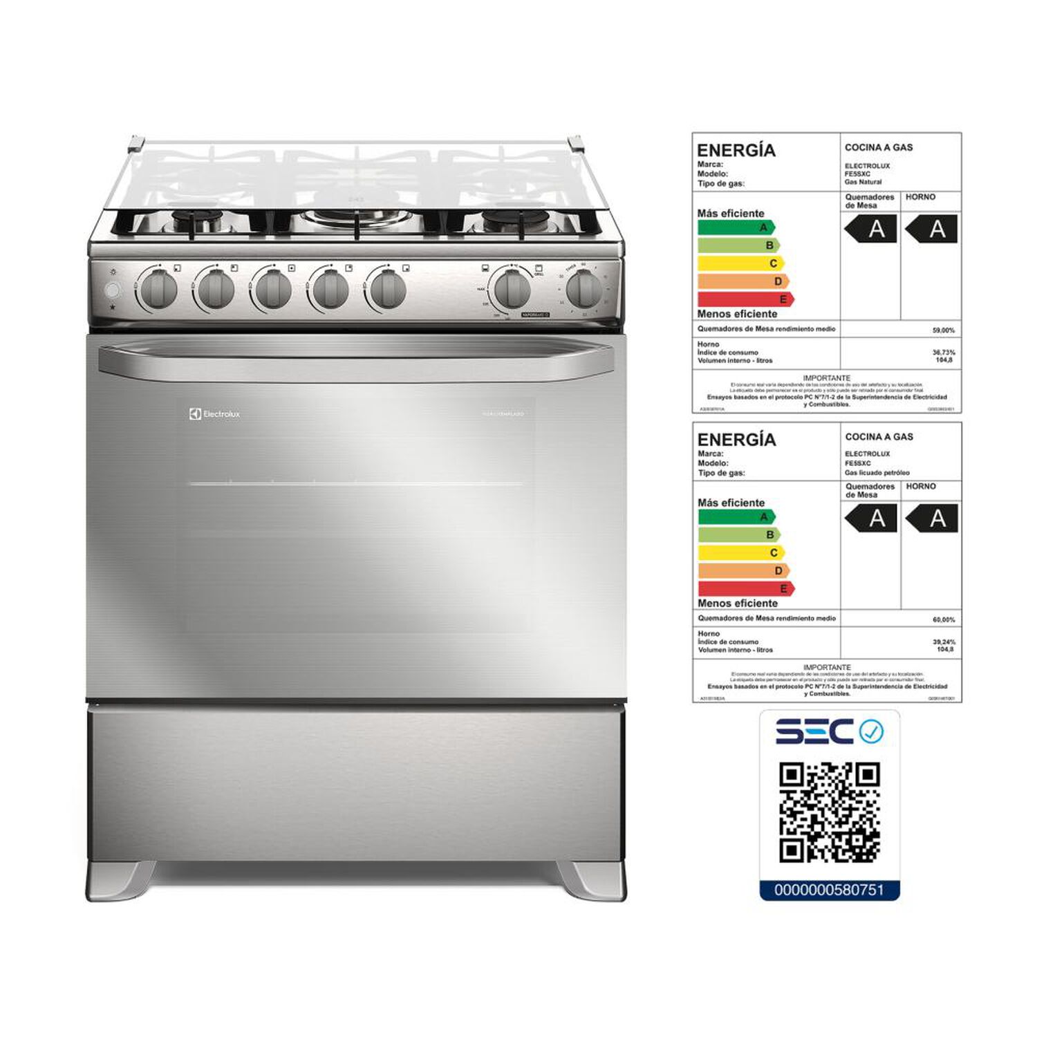 Cocina A Gas Electrolux Fe5sxc 5 Quemadores image number 8.0