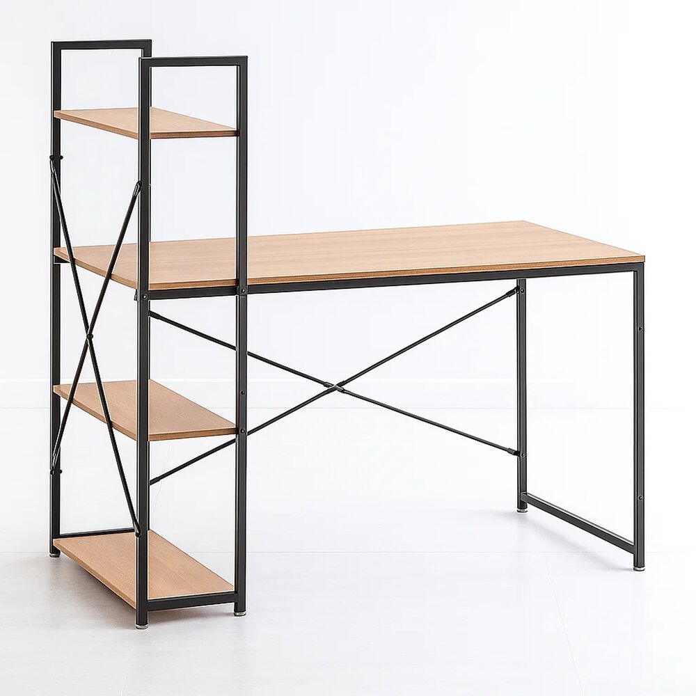 Escritorio Industrial Home Office Con Repisas Oslo - Madera Clara image number 7.0