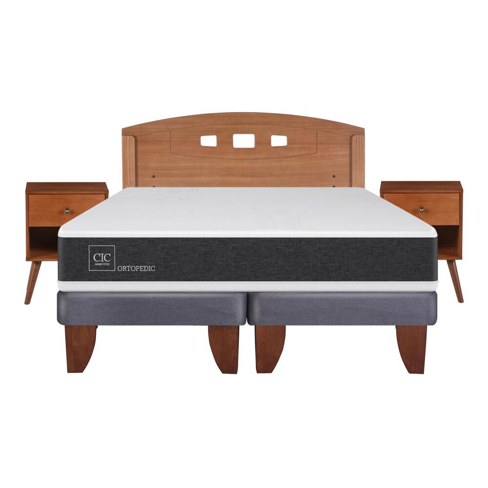 Cama Europea Cic Ortopedic / 2 Plazas / Base Dividida  + Set De Maderas image number 0.0