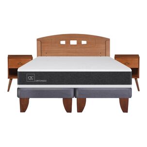 Cama Europea Cic Ortopedic / 2 Plazas / Base Dividida  + Set De Maderas
