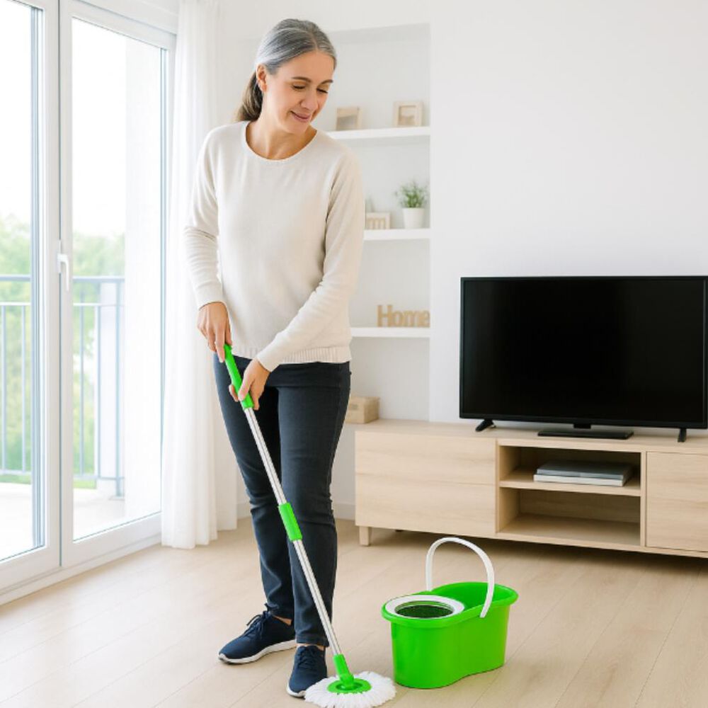 2 Mopas Giratoria 360° Trapeador Canasto Metálico Con Paños image number 18.0